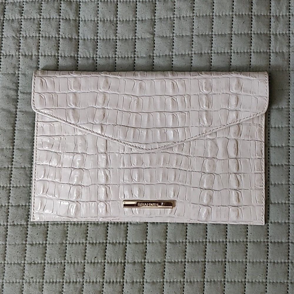 NWOT Brahmin Marshmallow La Scala Envelope Clutch